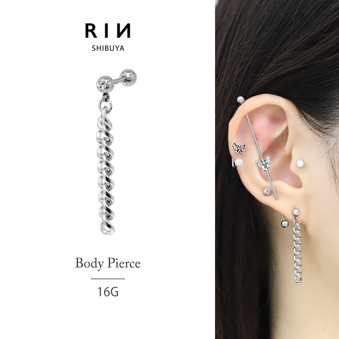 喜平鎖シンプルチェーンピアス｜ボディピアス凛【公式】