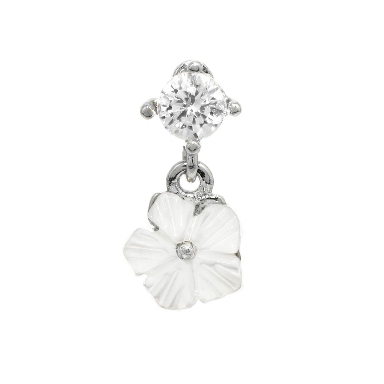  white様ご確認用♡お名前ピアスピン ホワイトフラワージュエルピアス ボディピアス 16G 軟骨ピアス 花