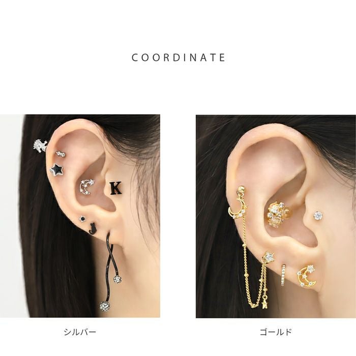 三日月スタージュエル付きピアス｜ボディピアス凛【公式】