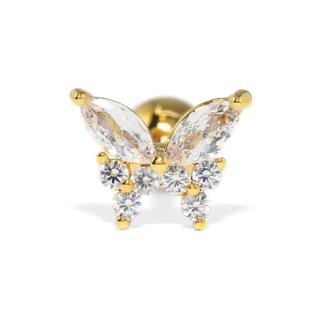 ジュエルバタフライピアス（オーロラ・クリア）｜ボディピアス凛【公式】