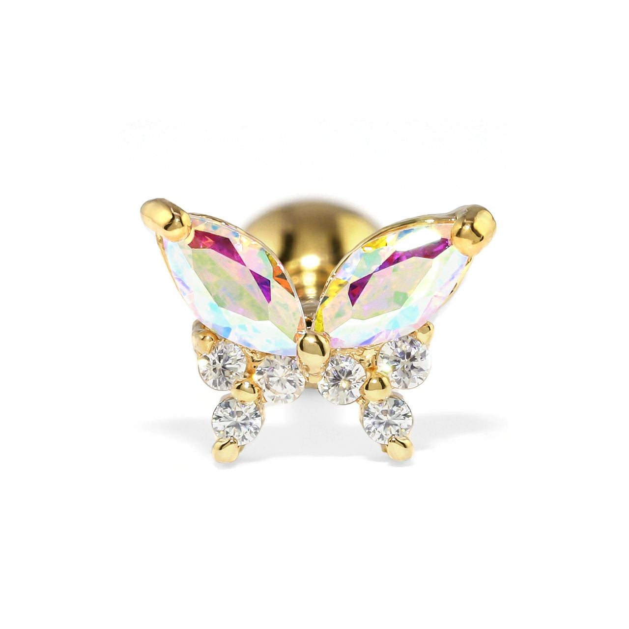 ジュエルバタフライピアス（オーロラ・クリア）｜ボディピアス凛【公式】