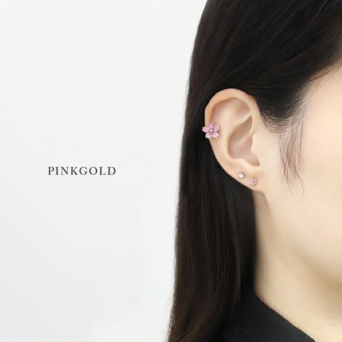 フラワー・スターピアス 軟骨ピアス 16G 花 星 フラワー スター