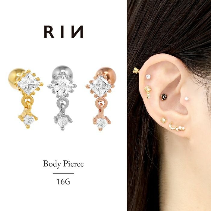軟骨ピアス 16G 星 スター ジュエル キュービックジルコニア チャーム