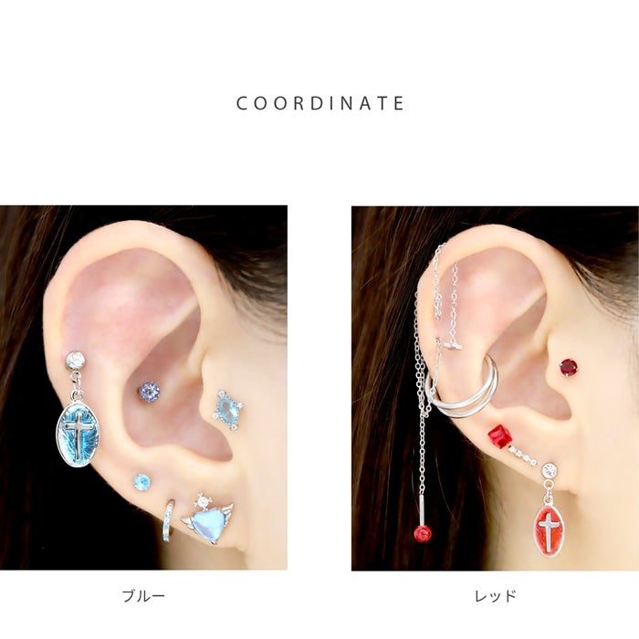 16G 14G 軟骨ピアス 十字架 メダル クロス スタイリッシュ ボディ
