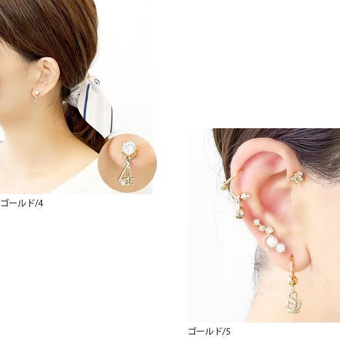 144 ボタン盛りカボション✖︎CCBチャーム✖︎パール等々　ピアスorイヤリング ナンバーチャーム ボディピアス 軟骨ピアス 14G 16G 18G 数字 ナンバー