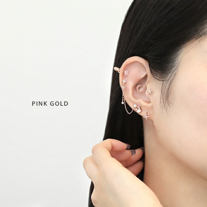 16G 軟骨ピアス かわいい 月 ムーン ラメ 可愛い 三日月 ボディピアス