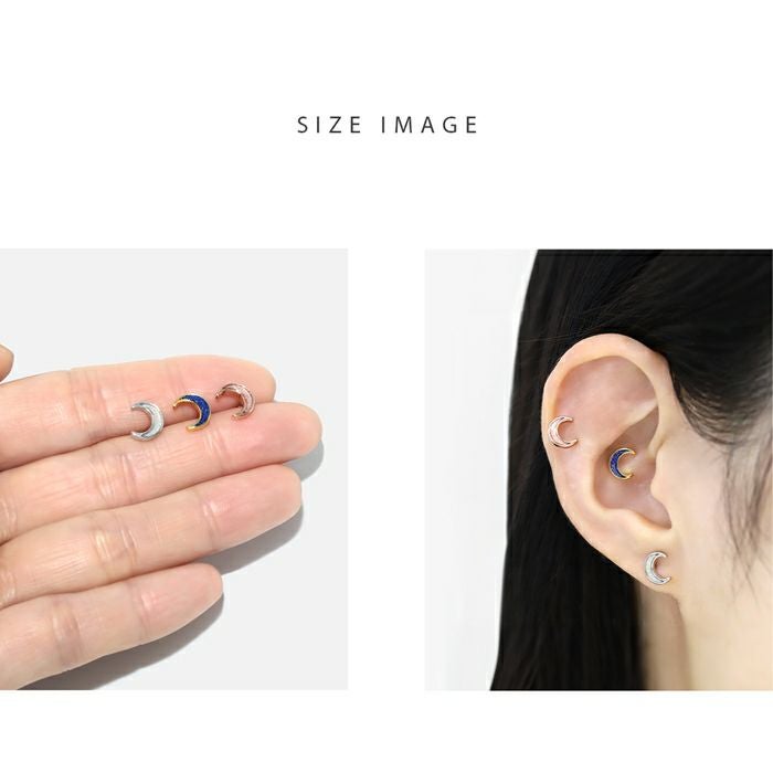 16G 軟骨ピアス かわいい 月 ムーン ラメ 可愛い 三日月 ボディピアス