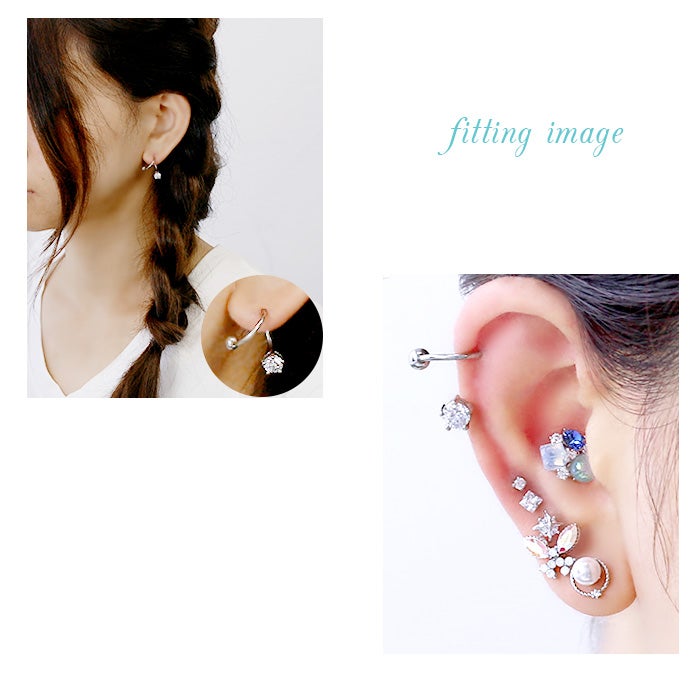 スパイラルバーベル+ジュエルキャッチセット（14G・16G）｜ボディ