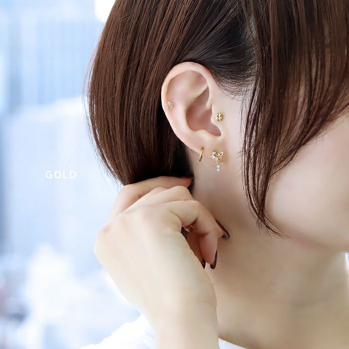 バタフライジュエルチャーム付きピアス｜ボディピアス凛【公式】