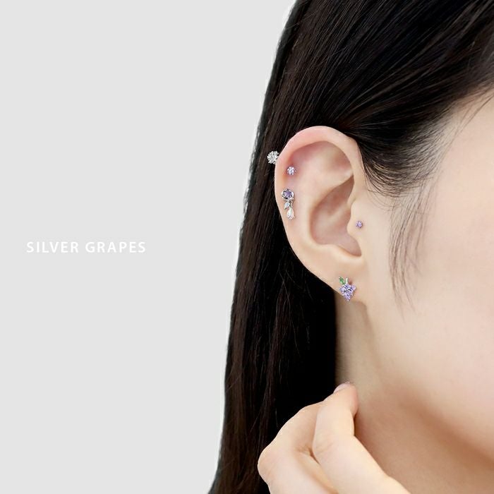 軟骨ピアス 16G 果物 フルーツ リンゴ イチゴ ブドウ いちご グレープ