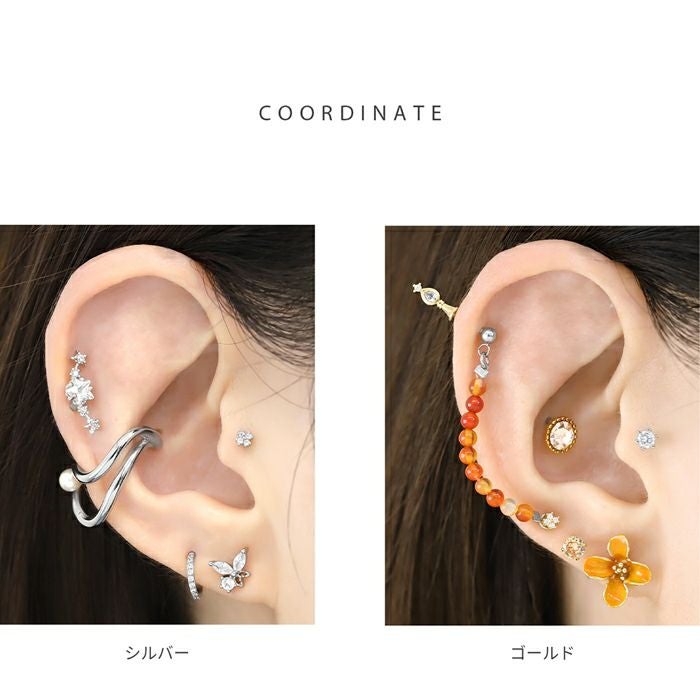 16G 軟骨ピアス プチジュエル クロス 十字 キュービックジルコニア