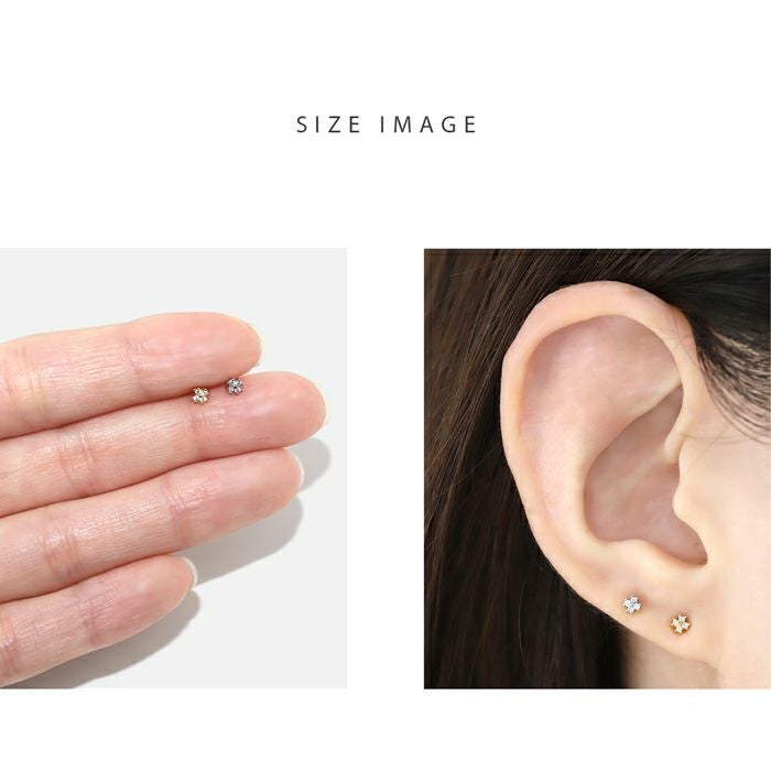 16G 軟骨ピアス プチジュエル クロス 十字 キュービックジルコニア