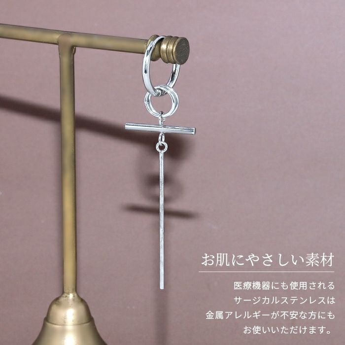 ステンレスピアス 18G クロス チャーム 十字架 十字 リングピアス