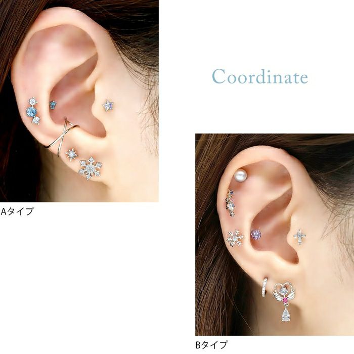 2デザイン雪の結晶ピアス｜ボディピアス凛【公式】