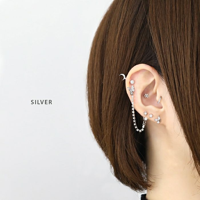 一粒ジュエル付きバタフライピアス｜ボディピアス凛【公式】