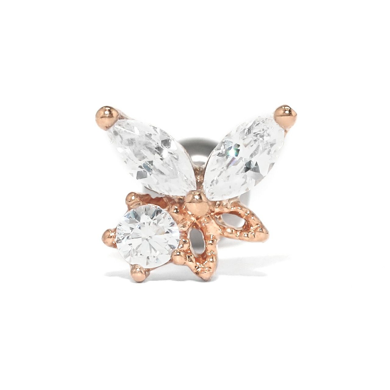 一粒ジュエル付きバタフライピアス｜ボディピアス凛【公式】