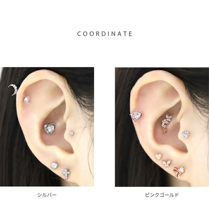 軟骨ピアス 16G ハート ジュエル キュービックジルコニア かわいい