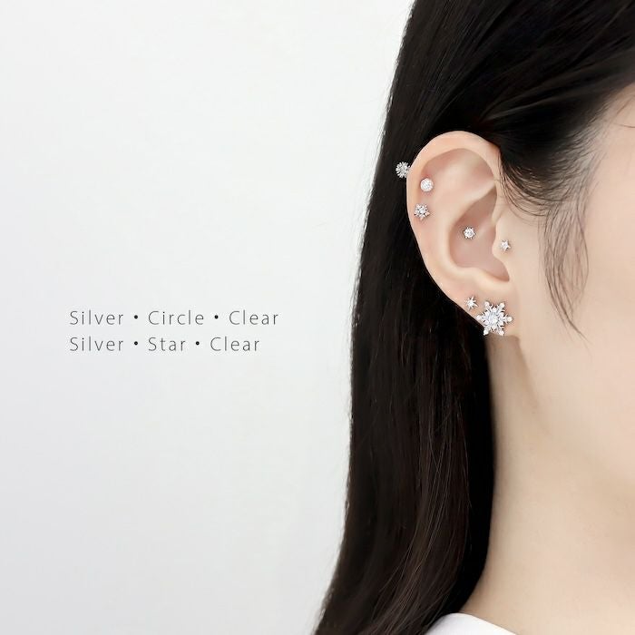 立爪ジュエルピアス（スター・サークル・スクエア）｜ボディピアス凛