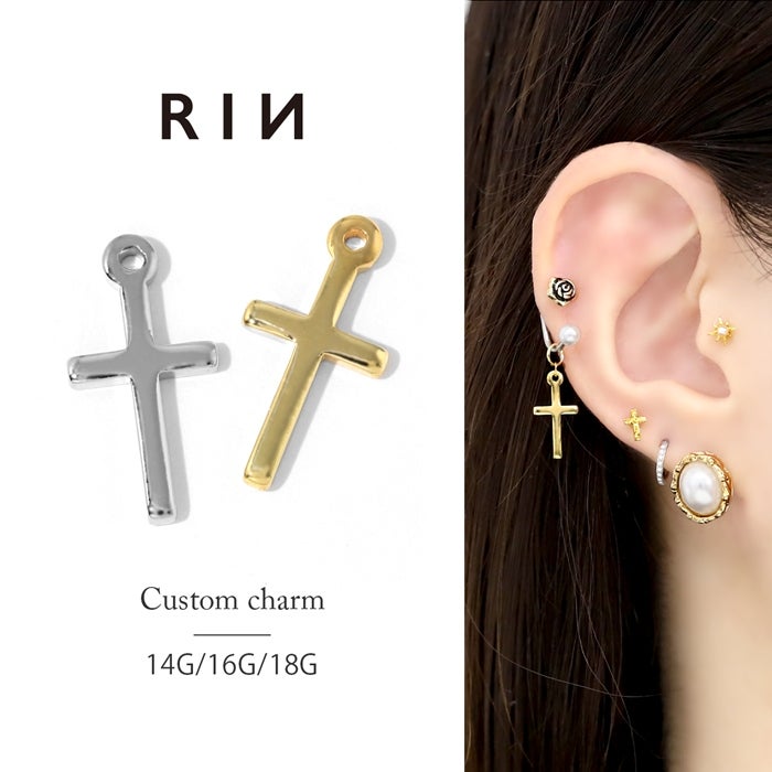 クロス 十字架 ハロウィン 軟骨ピアス 14G チャーム 16G 18G チャーム