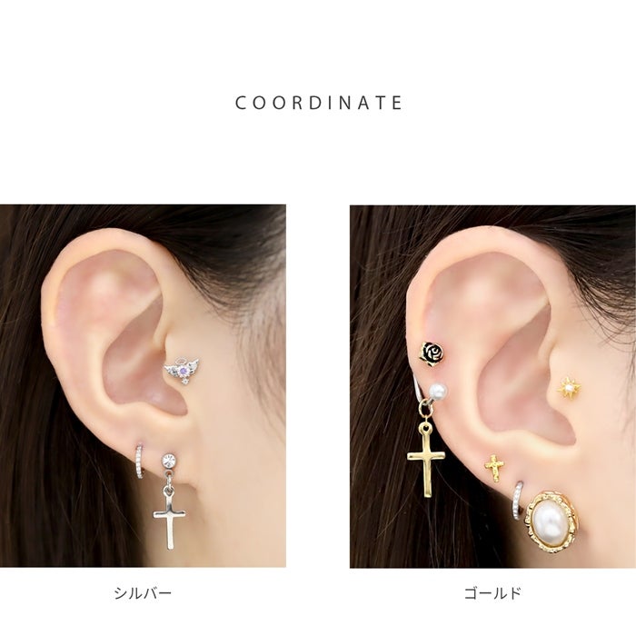 クロス 十字架 ハロウィン 軟骨ピアス 14G チャーム 16G 18G チャーム