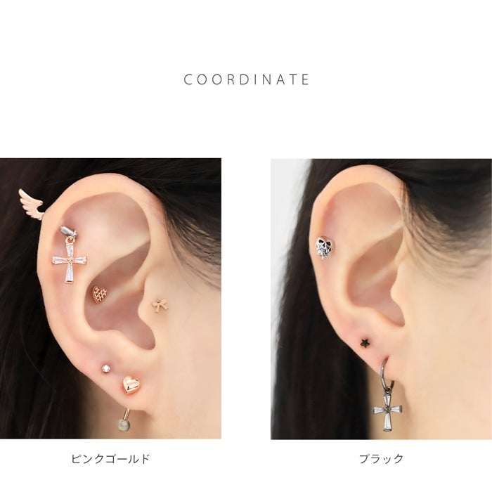 チャーム 14G 16G 18G クロス 十字架 ジュエル ジルコニア ボディ