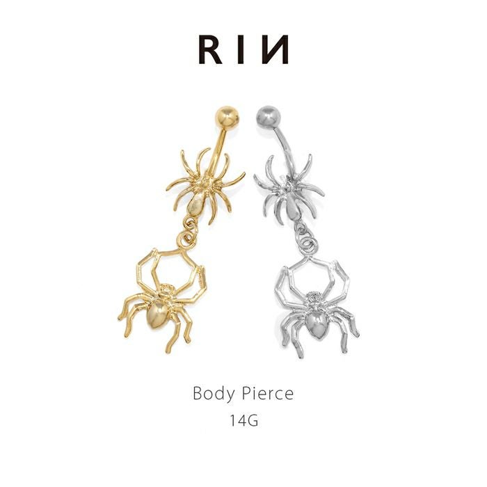 クモ 蜘蛛 スパイダー ハロウィン ボディピアス 14G へそピアス