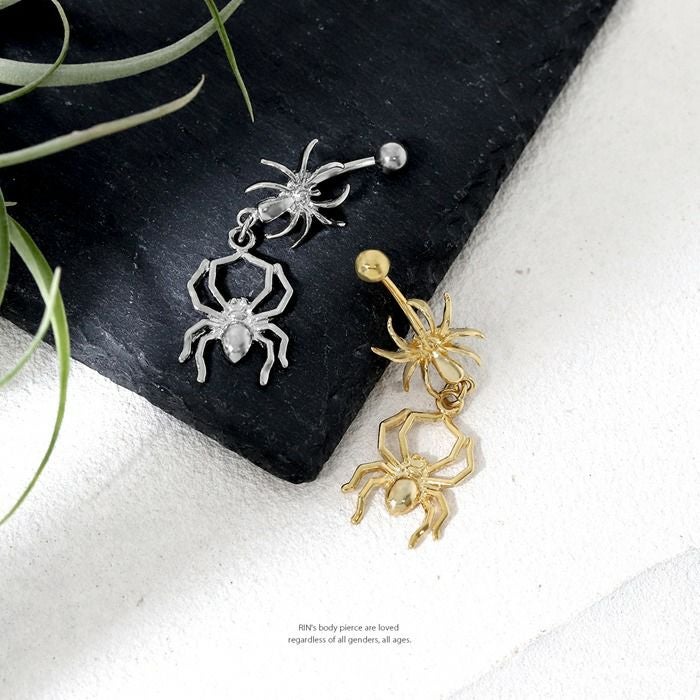 クモ 蜘蛛 スパイダー ハロウィン ボディピアス 14G へそピアス