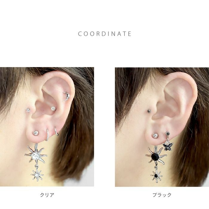 軟骨ピアス 16G 太陽 サン ギラギラ かっこいい スタイリッシュ 黒