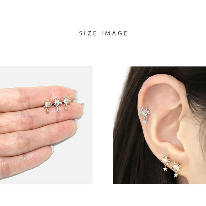 16G 軟骨ピアス かわいい 惑星 ジュエル プラネット ステラ 星 スター