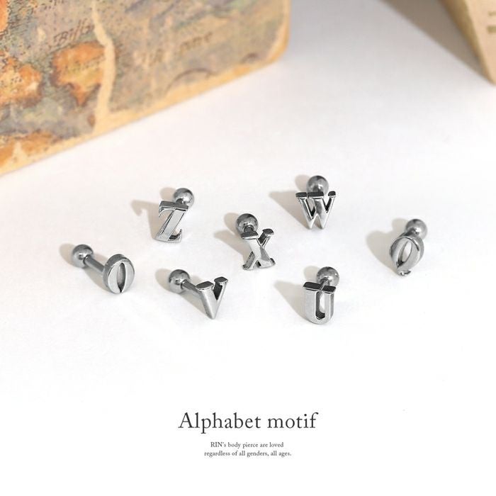 軟骨ピアス 14G イニシャル アルファベット 英字 英語 金属アレルギー