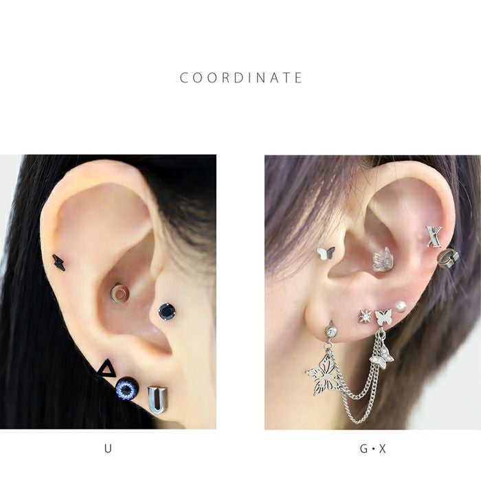 軟骨ピアス 14G イニシャル アルファベット 英字 英語 金属アレルギー