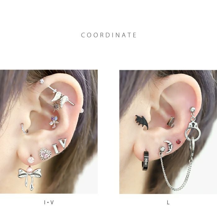 軟骨ピアス 14G イニシャル アルファベット 英字 英語 金属アレルギー