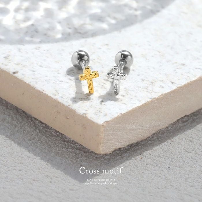 クロス 十字架 シルバー ゴールド cross ボディピアス 16G 軟骨ピアス
