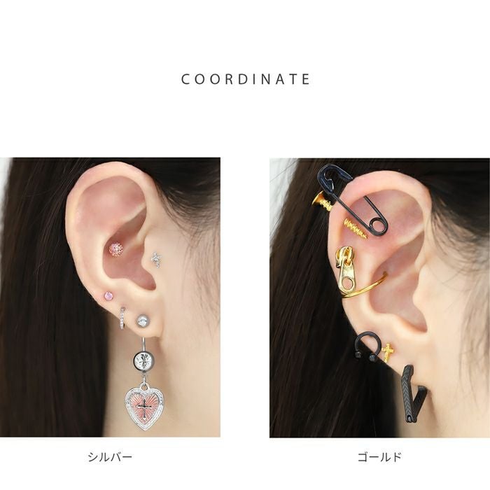 クロス 十字架 シルバー ゴールド cross ボディピアス 16G 軟骨ピアス