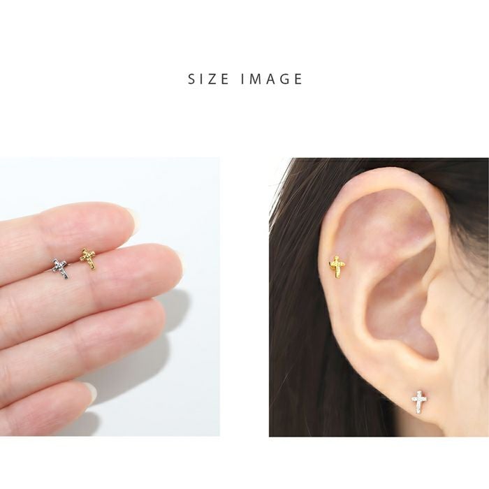 クロス 十字架 シルバー ゴールド cross ボディピアス 16G 軟骨ピアス