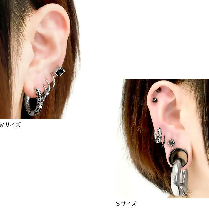 メンズにもおすすめ！アイアンクロスワンタッチフープピアス【片耳用