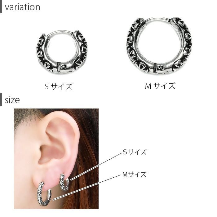 メンズにもおすすめ！アイアンクロスワンタッチフープピアス【片耳用