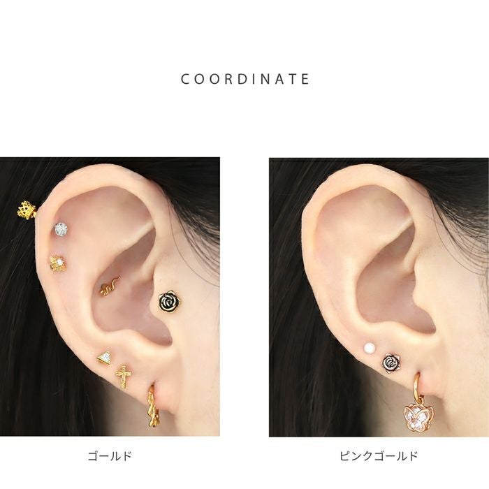 バラ ばら 薔薇 花 フラワー ボディピアス 16G 軟骨ピアス かわいい