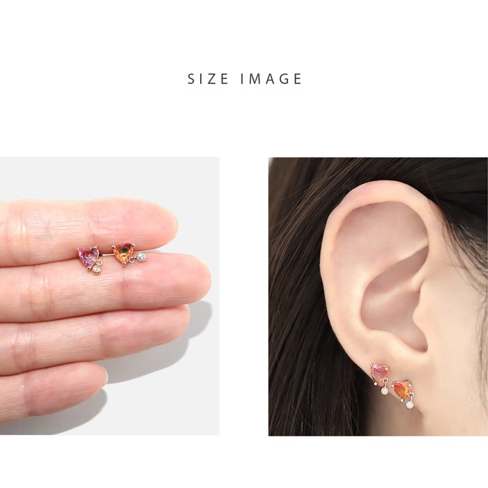 ハート チャーム グラデーション ジュエル ボディピアス 16G 軟骨