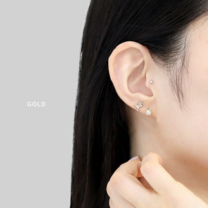 軟骨ピアス 16G 星 スター 六芒星 ジュエル シンプル キュービック