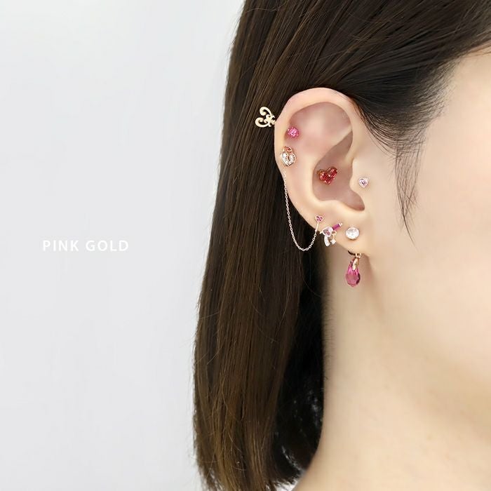 チェーン ハート 鍵 カギ キー ジュエル ボディピアス 16G 軟骨ピアス