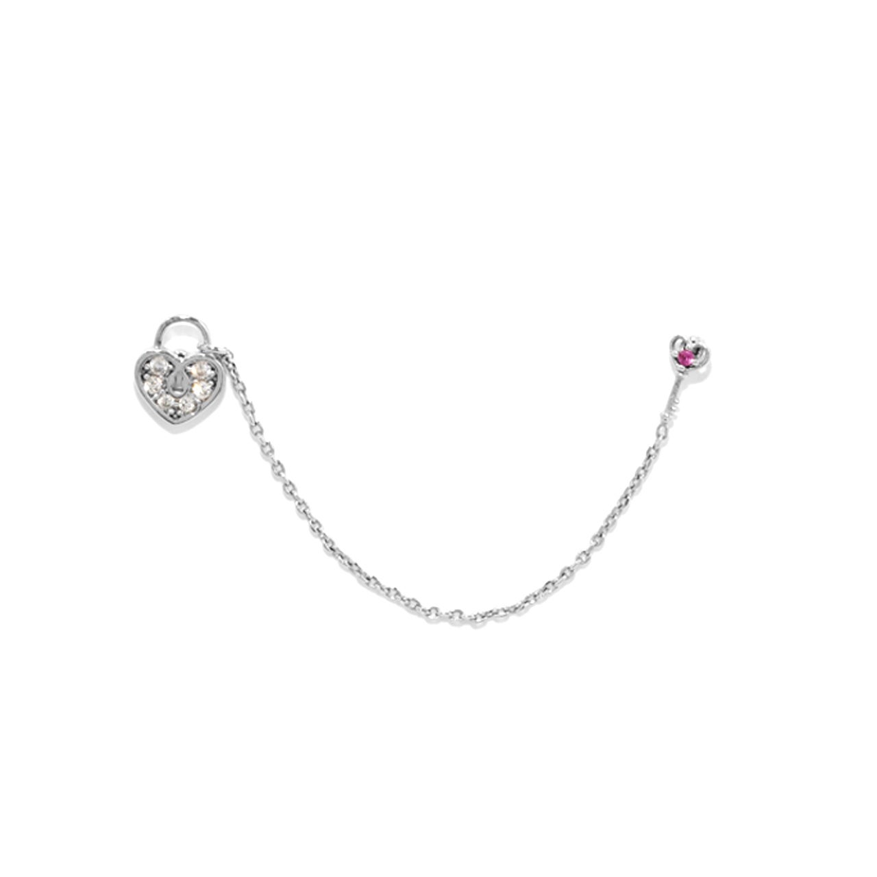 チェーン ハート 鍵 カギ キー ジュエル ボディピアス 16G 軟骨ピアス