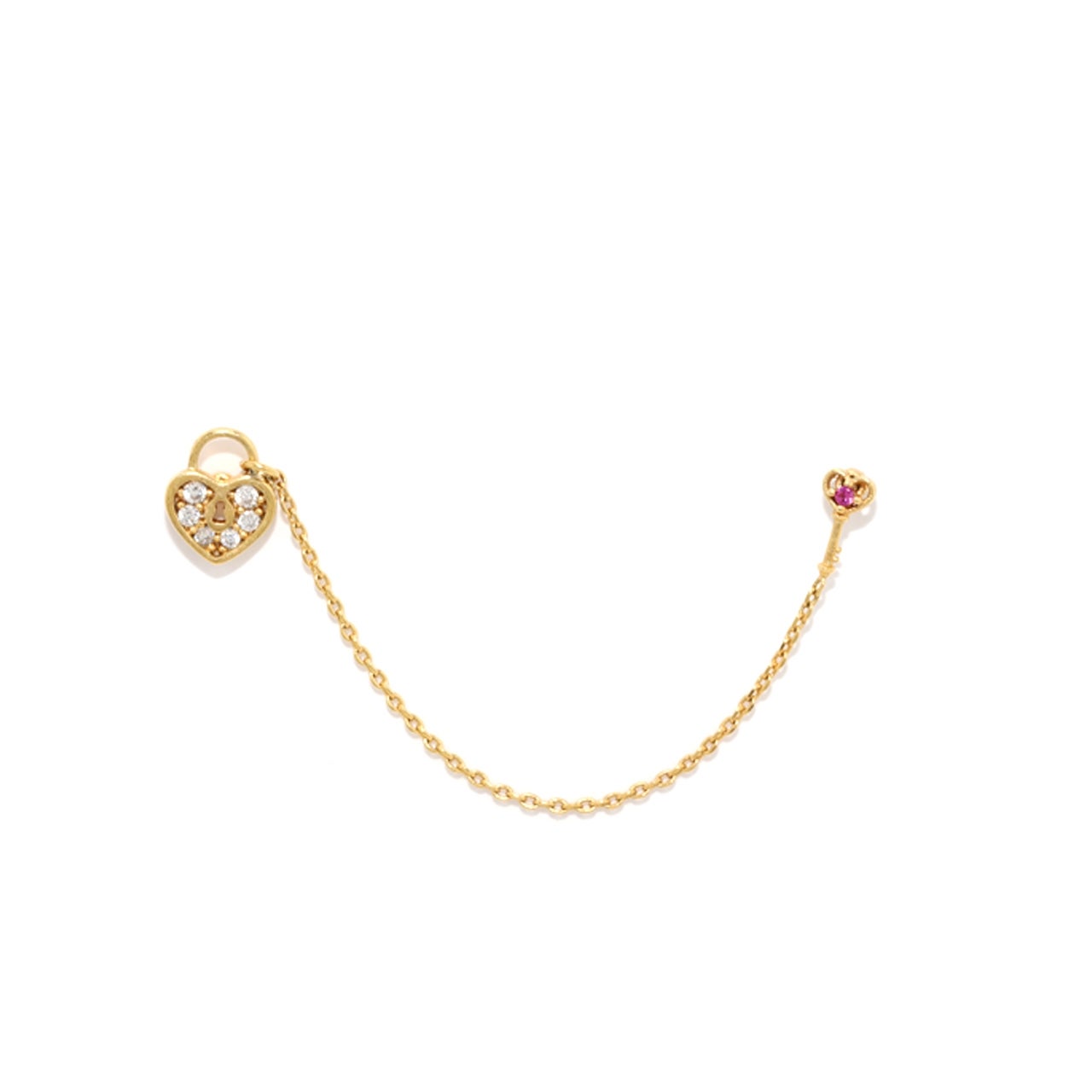 チェーン ハート 鍵 カギ キー ジュエル ボディピアス 16G 軟骨ピアス