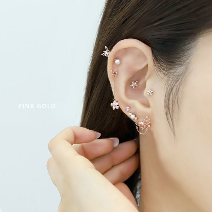 桜と蝶のチェーン付きピアスの通販|ボディピアス 凛【公式】