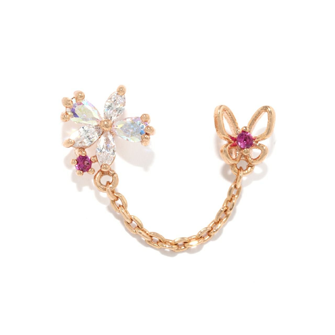 桜と蝶のチェーン付きピアスの通販|ボディピアス 凛【公式】