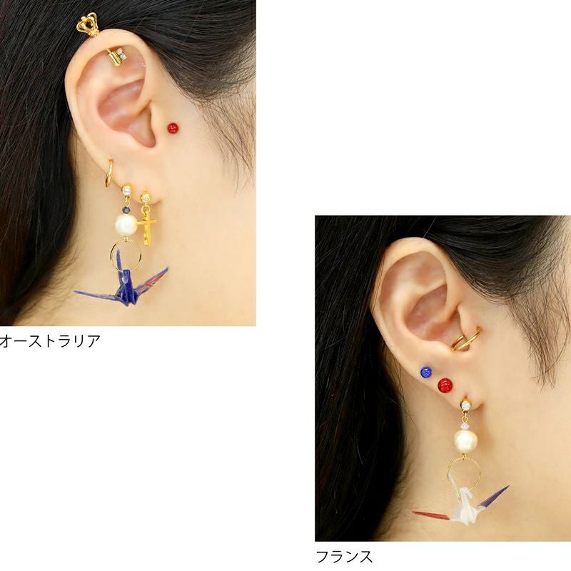 16G 14G国旗柄折り鶴ストレートバーベルピアス/オリジナル0195