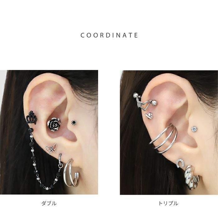 16G 軟骨ピアス 2連 3連 ハーフフープ シンプル 洗練 スタイリッシュ