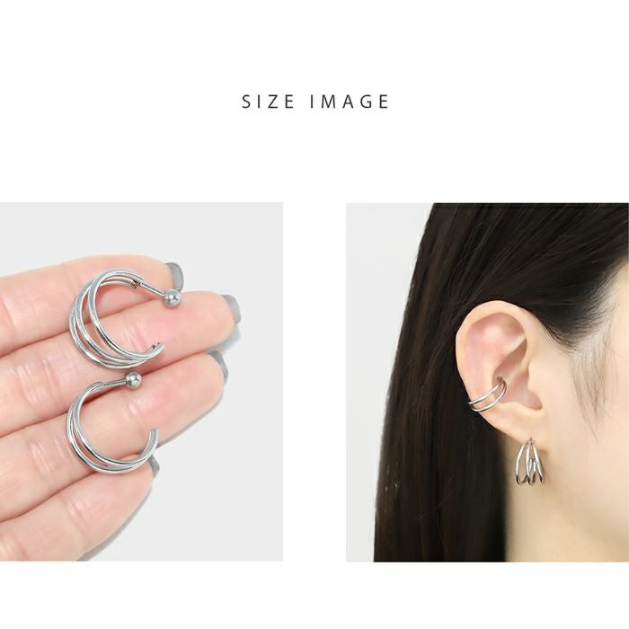 16G 軟骨ピアス 2連 3連 ハーフフープ シンプル 洗練 スタイリッシュ