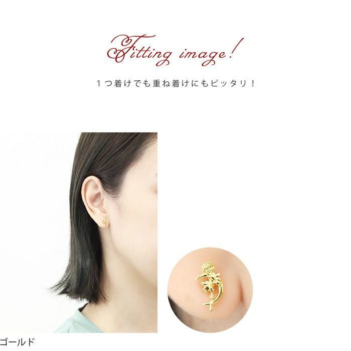 16G薔薇と月モチーフ ストレートバーベル/軟骨1256 バラ 薔薇 ばら