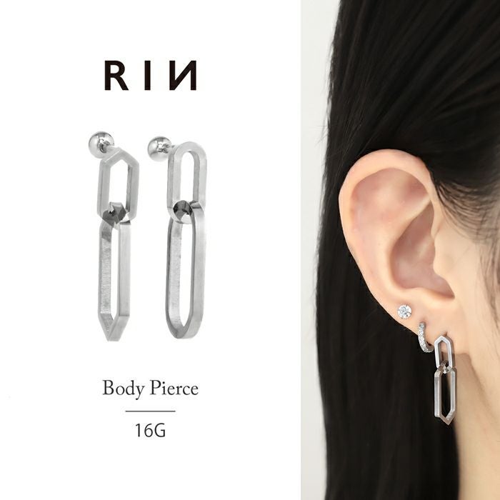 ヘキサゴン＆サークルチャームピアス｜ボディピアス凛【公式】